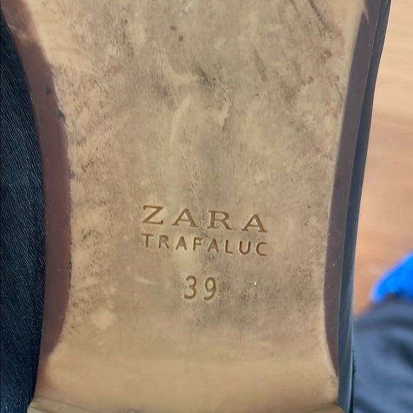 ZARA Black Leather Loafer Slides - Picture 2 of 4